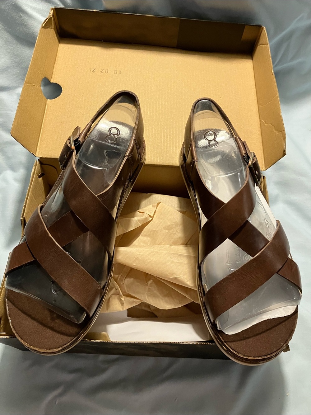 Chaco Women's Brown Leather Cross-Strap Sandals - Picture 8 of 8